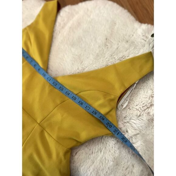 ASOS Mustard Yellow V-neck Tulip Teacup Dress Size 12 - Picture 6 of 9